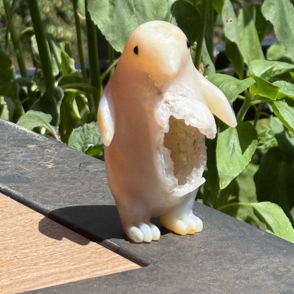 Cream Penguin Geode Figurine
